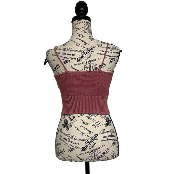 brandy mellvile Pink Crop Top Knit Barbie Y2k Retro Boho Beach One Size Cruise - Picture 4 of 6